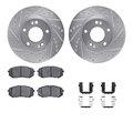 Dynamic Friction Co 7512-21012, Rotors-Drilled and Slotted-Silver w/ 5000 Advanced Brake Pads incl. Hardware, Zinc Coat 7512-21012